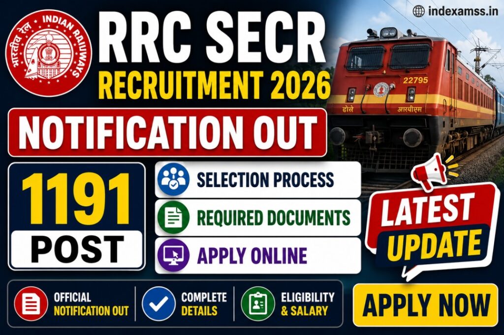 RRC SECR Recruitment 2026 Notification Out For 1191 Post, Selection Process, Required Documents & Apply Online