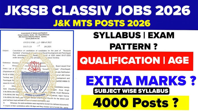 JKSSB MTS Recruitment 2026 Notification Out For Various Posts Apply Online