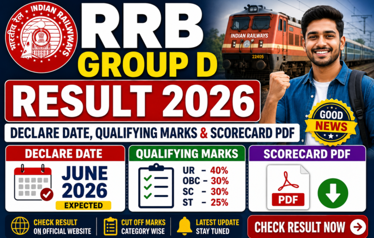RRB Group D Result 2026 Declare Date, Qualifying Marks & Scorecard PDF